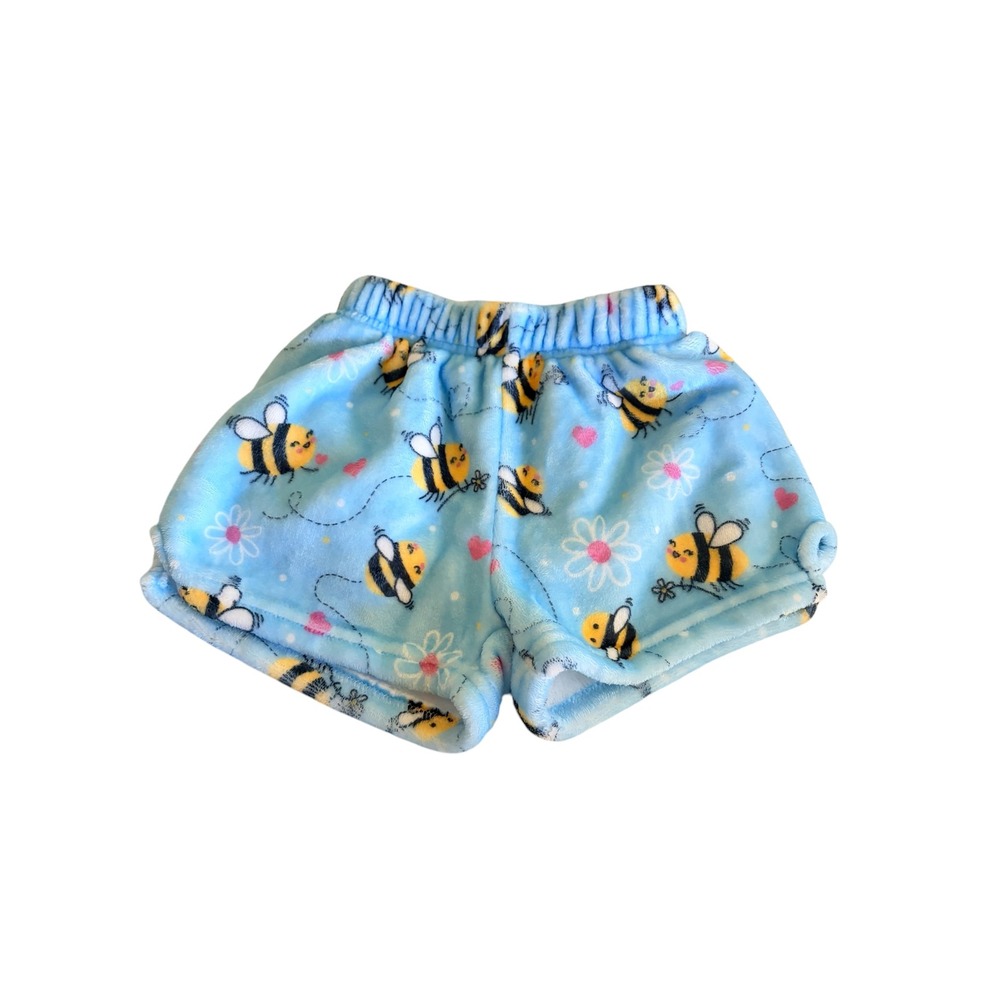 Iscream Girls' Bee Loved Plush Shorts, Fuzzy Blue Bee Flower, Size XS 4-6